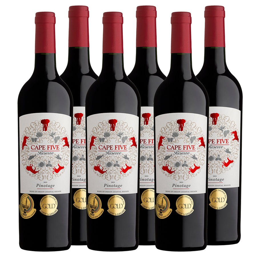 Cape Five Reserve Pinotage 2022 - pricing per case of 6 x 750ml