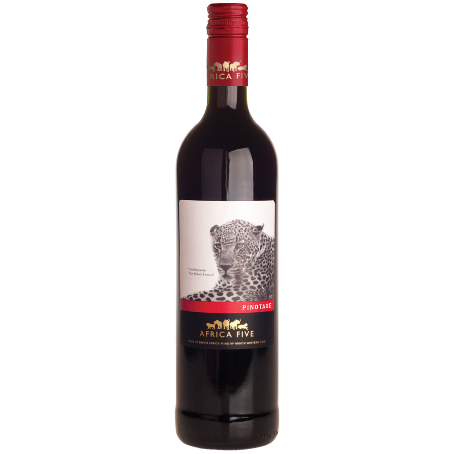 Stellenview Wine's Africa Five Pinotage (2018). Proudly South Afican varietal displays sweet dark fruity flavours with fine grained tannins. A balanced wine, perfect for red meat dishes.